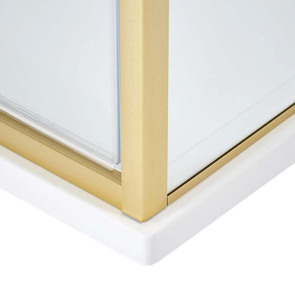 Box Doccia Vetro Temperato dorato Cornice Alluminio Anta Singola Quadrata 80 x 80 x 185 cm