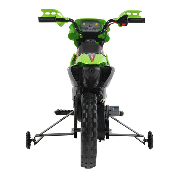 Moto Cross Elettrica per Bambini 6V con Rotelle Verde