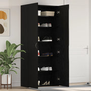 Armadio per scarpe Nero Rovere 80x35,5x180 cm Legno ingegnerizzato
