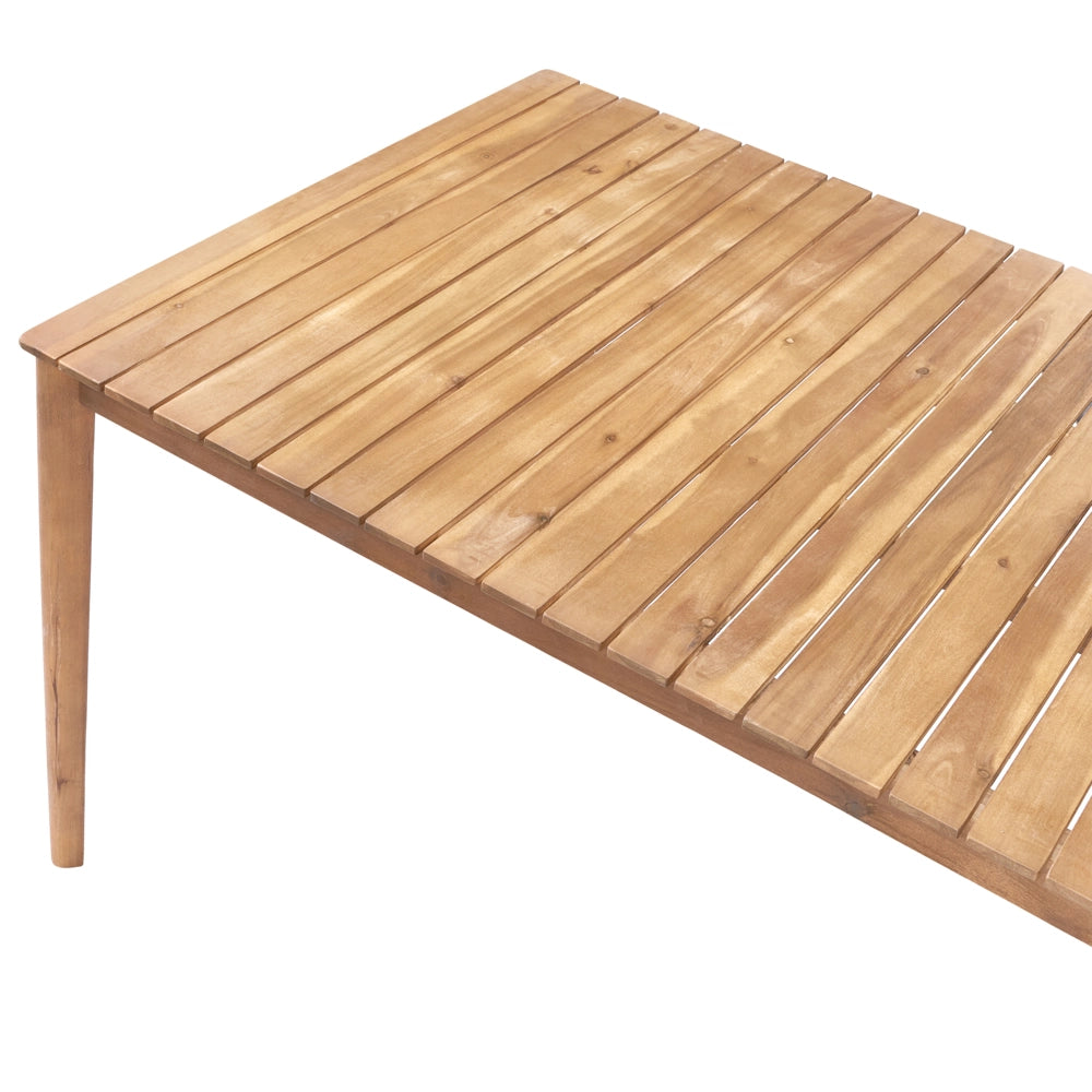 Tavolo da pranzo da giardino in legno di acacia marrone chiaro 180 x 100 cm per 6 persone, rettangolare, stile rustico, per esterni