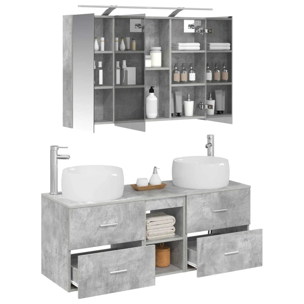 Set di mobili per il bagno 4 pcs Grigio Cemento 3407018