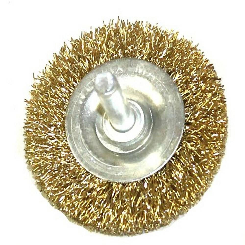 Trade Shop - Spazzola Di Acciaio Metallica Ottone Pennello Sverniciatore 50mm Per Trapano -