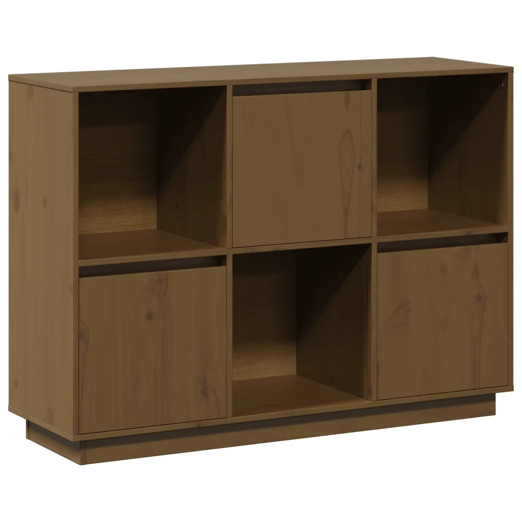 Credenza | Madia | Buffet da pranzo | Armadio da pranzo Marrone Ambrato 110,5x35x80 cm Legno Massello di Pino