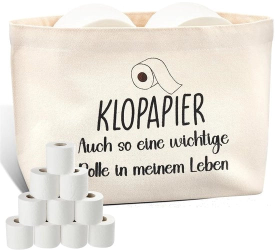 Toilet papier berg hanger con la frase "Rola anche così importante" - decorazione per la toilette in cotone e lino - impermeabile per la camera da bagno