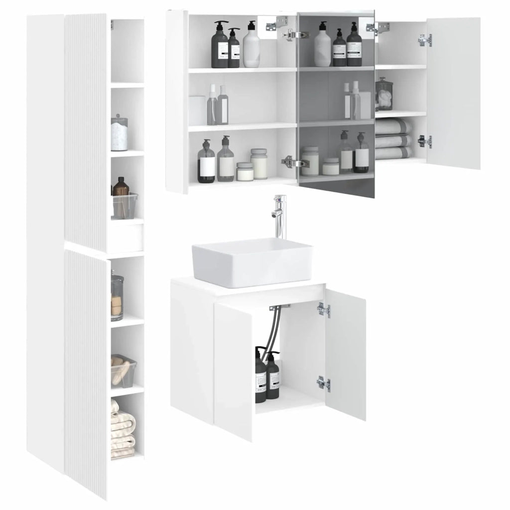 Set di Armadi da Bagno 5 pcs Bianco 53 x 15,5 x 70 cm 3407327