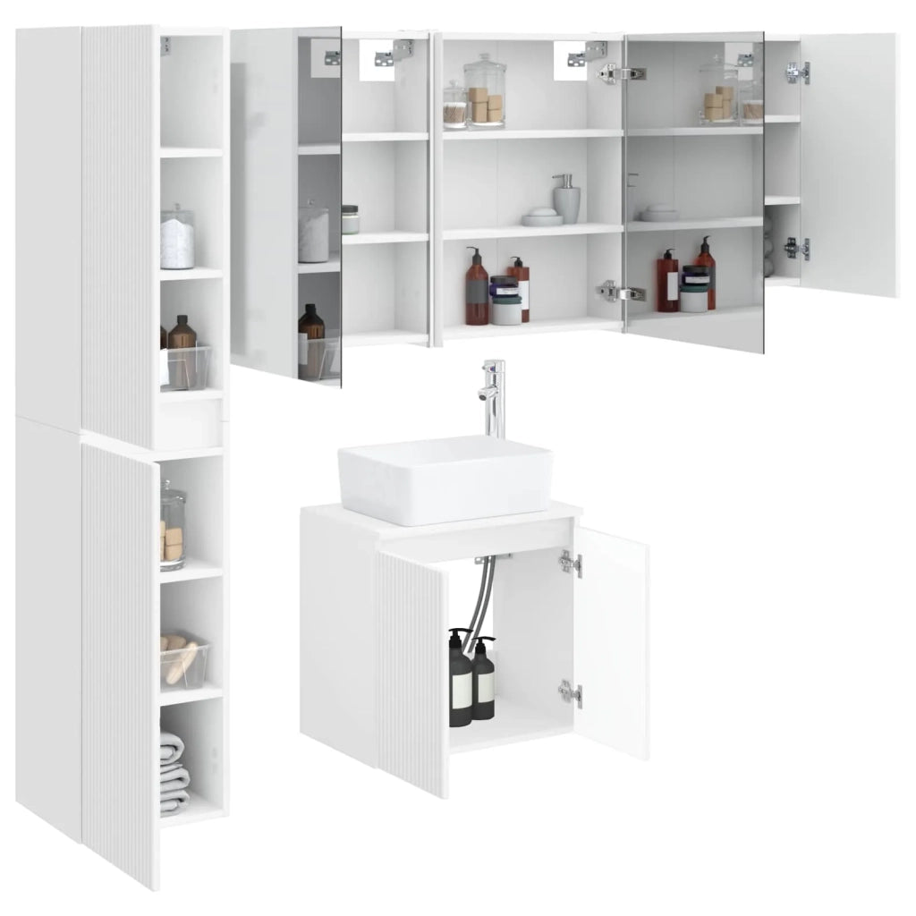 Set di Armadi da Bagno 5 pcs Bianco 53 x 15,5 x 70 cm 3407327