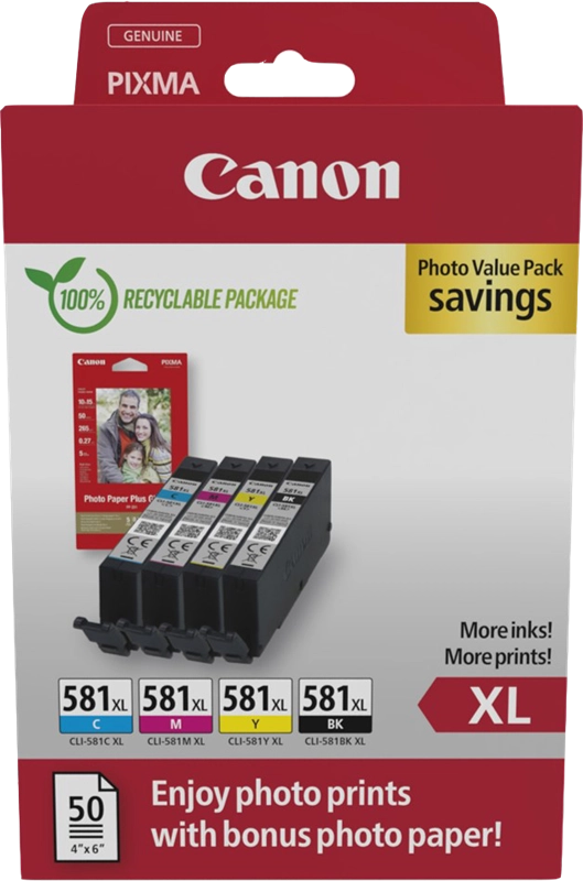 Canon 2052C006 cartuccia d'inchiostro 4 pz Originale Resa elevata (XL) Nero, Ciano, Magenta, Giallo