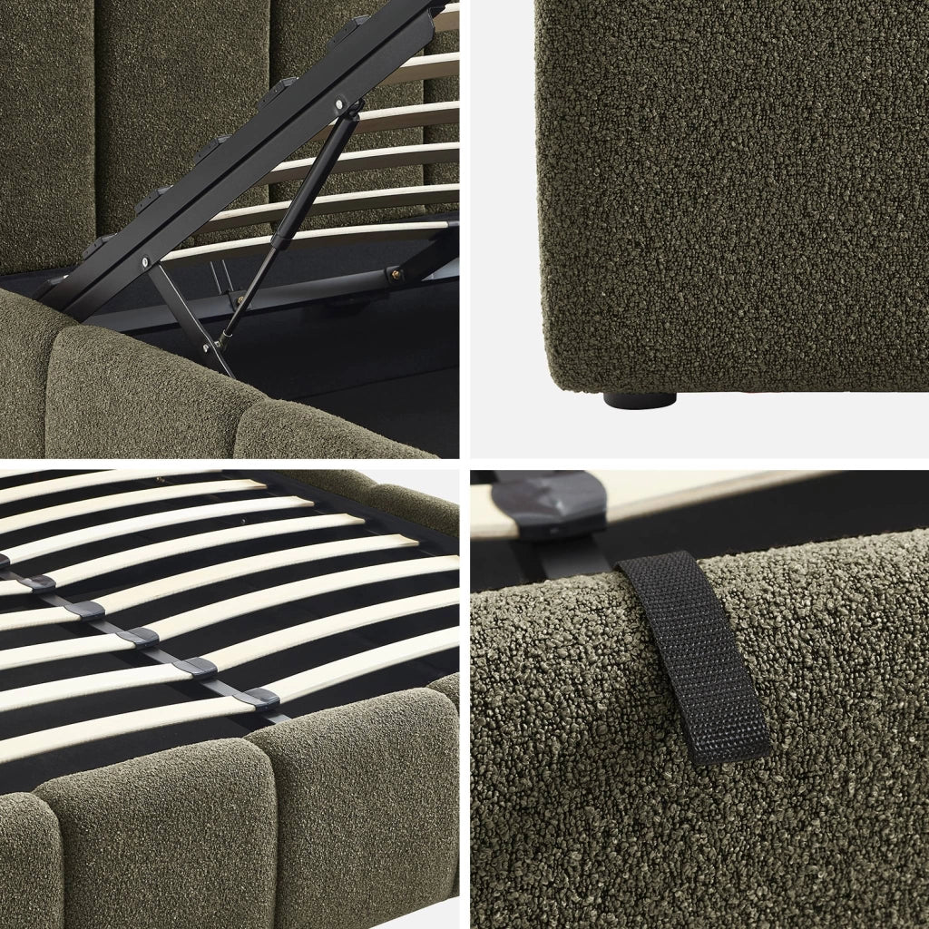 Struttura letto con contenitore e testiera 140cmx190cm, imbottita