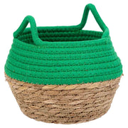 Cesto in fibra naturale e cotone verde d18x13/16,5h