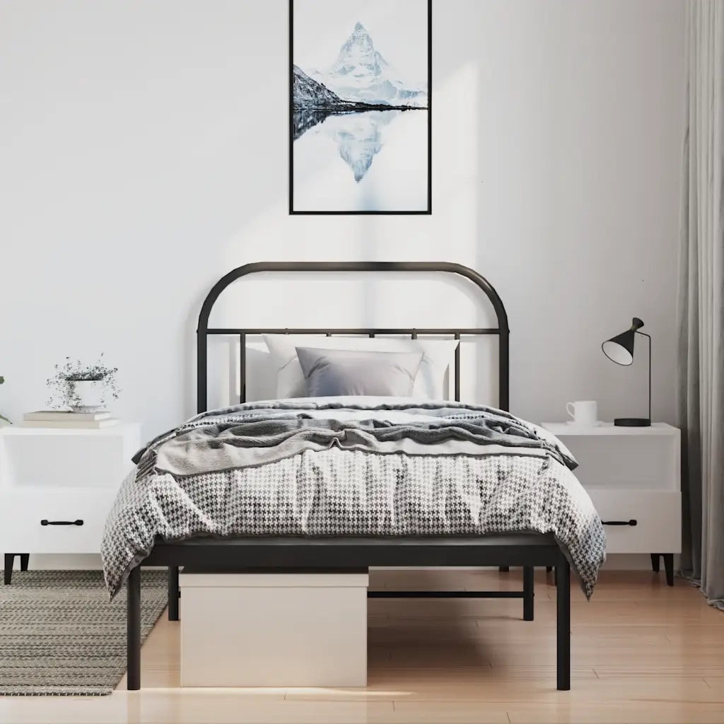 Giroletto con Testiera in Metallo Nero 100x190 cm 353629