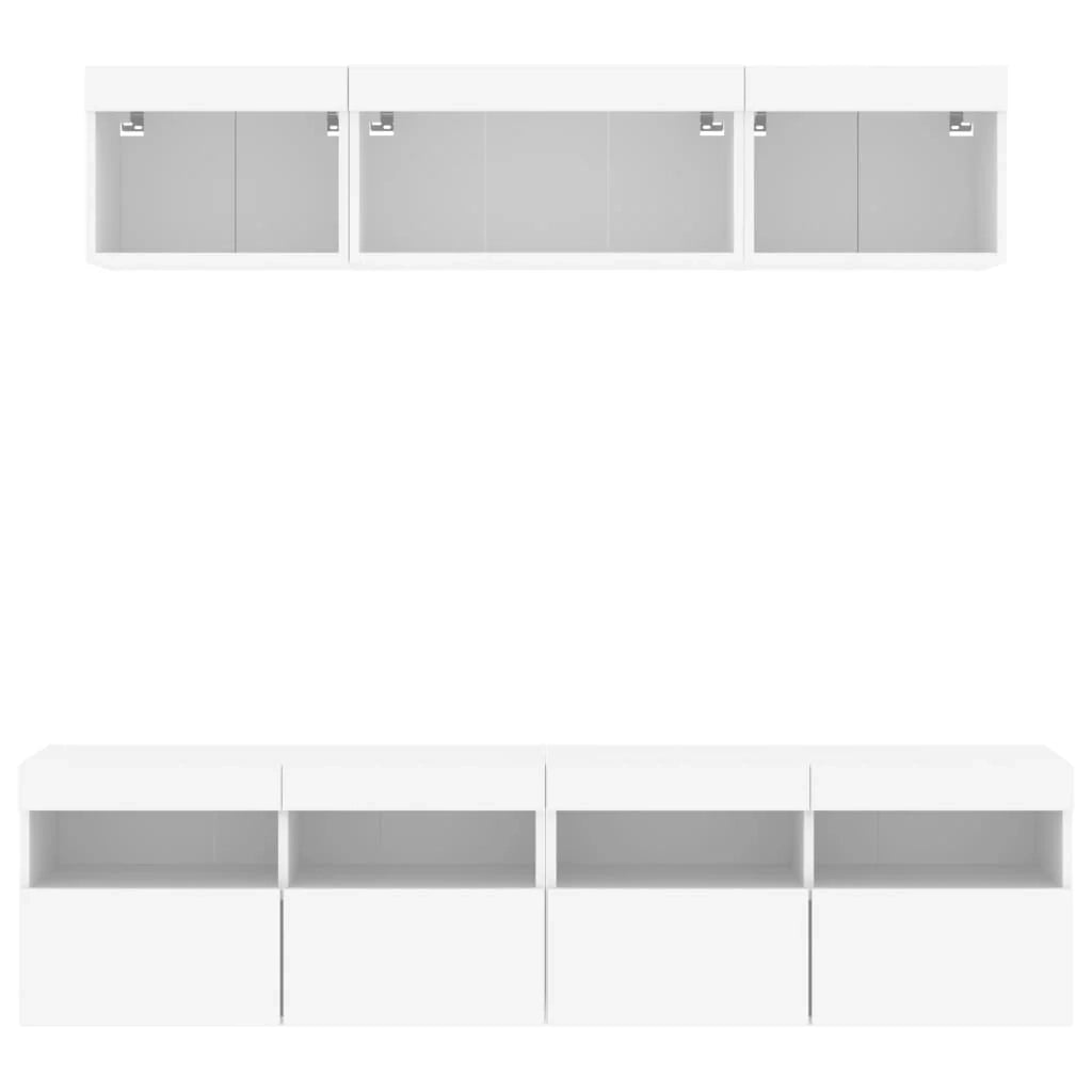 Mobile TV multimediale mensola TV credenza TV sala da pranzo soggiorno camera da letto con LED 5 pezzi legno ingegnerizzato bianco 02_0029378