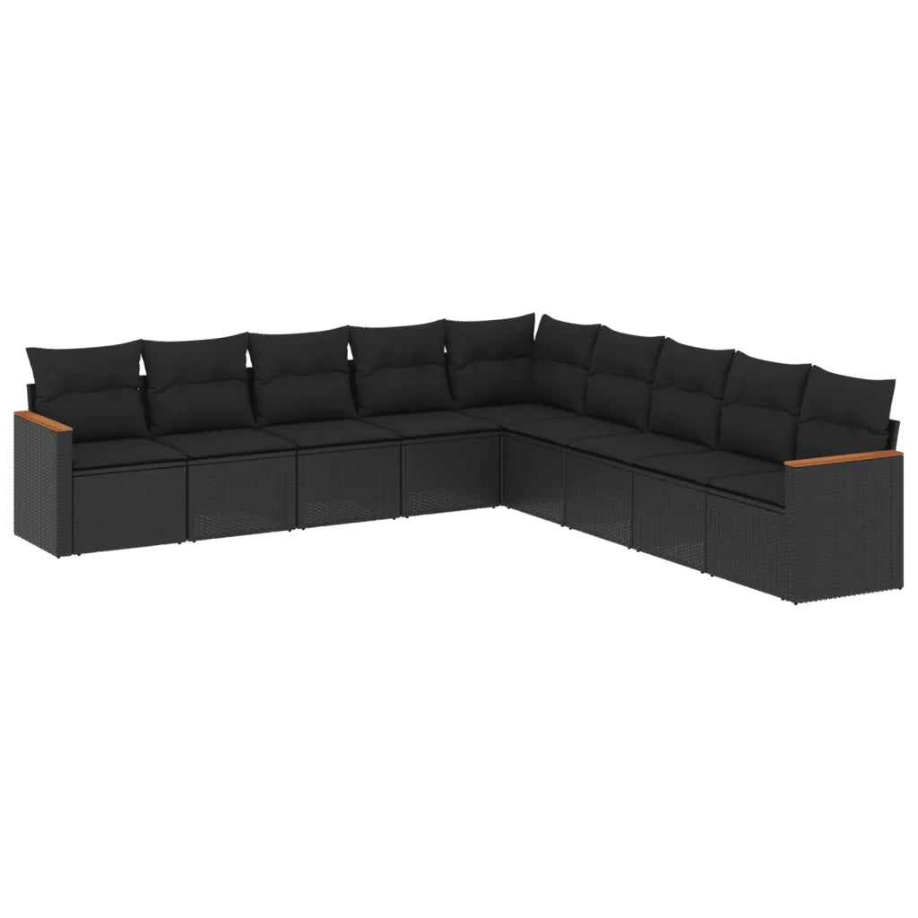Set Divani da Giardino 9 pz con Cuscini Nero in Polyrattancod mxl 112316