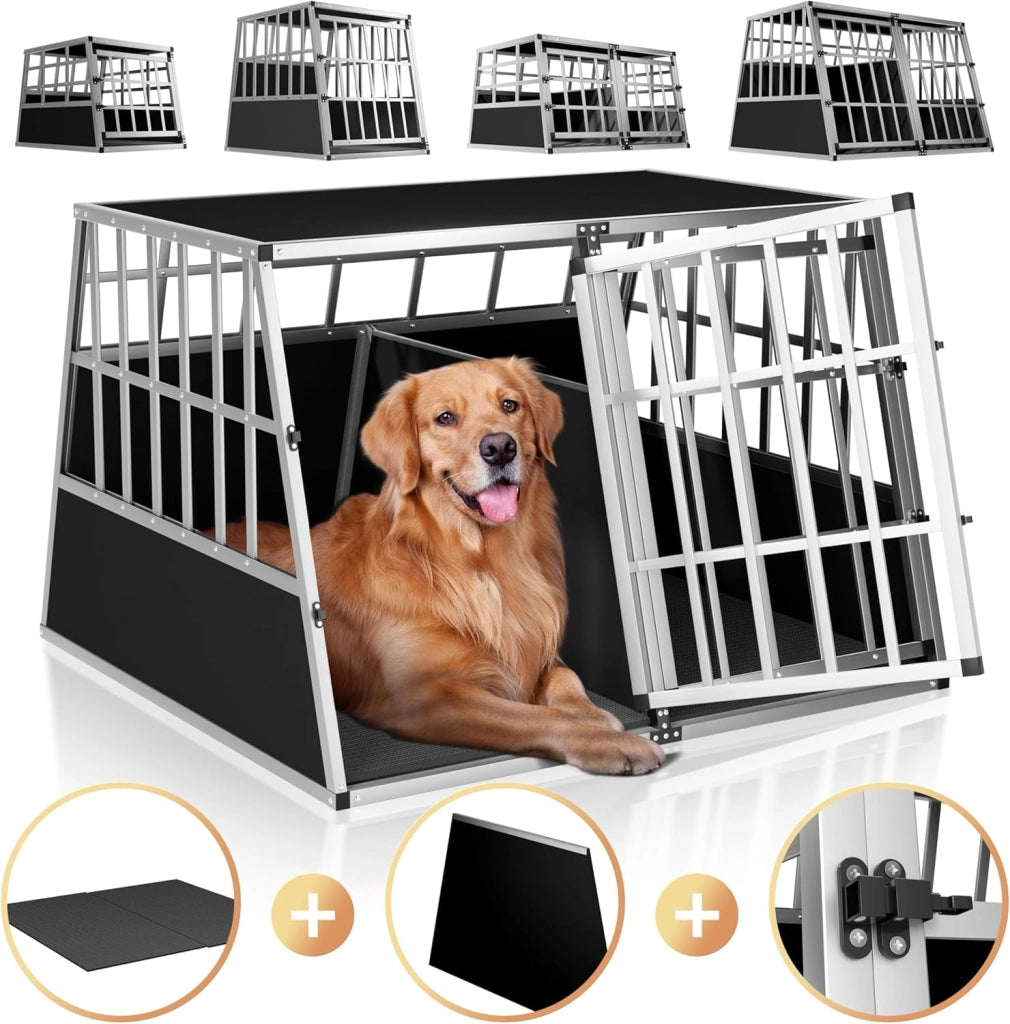 ® Trasportino Cani XXL 97x90x70cm Richiudibile Alluminio Impermeabile Box Auto Cagnolini