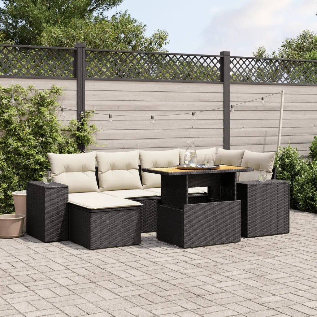 Set Divani da Giardino con Cuscini 7pz Nero Polyrattan 3272736