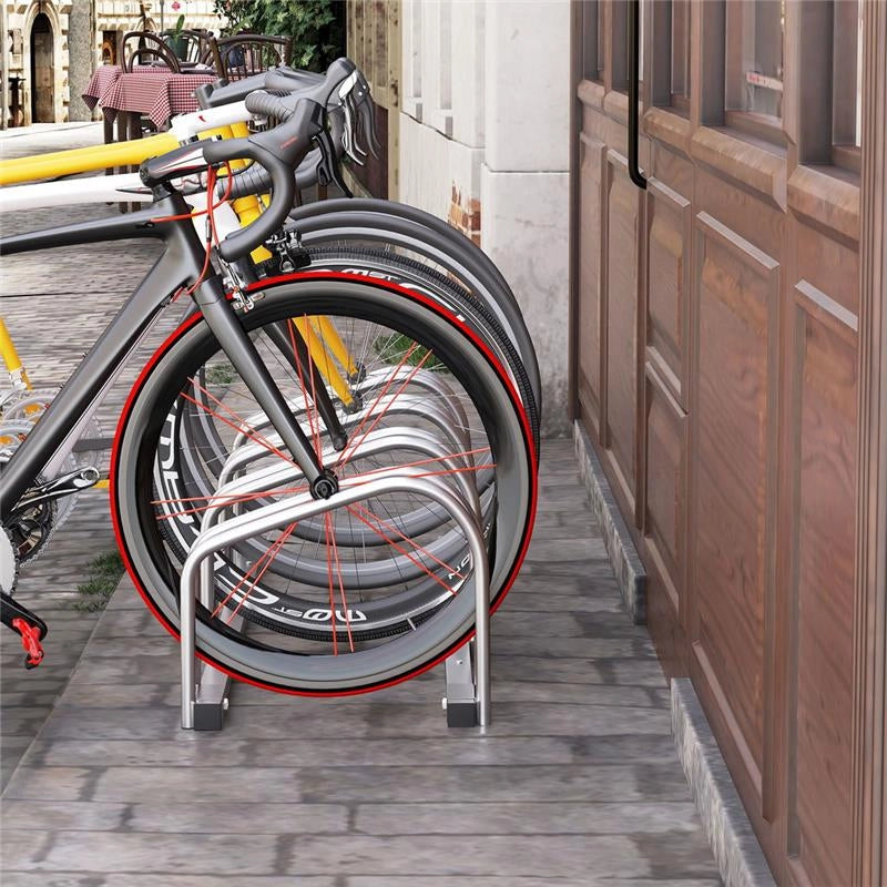 RASTRELLIERA PORTABICICLETTE PARCHEGGIO PER 4 BICICLETTE IN ACCIAIO 110X33X27 CM