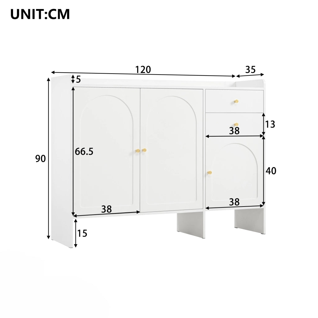 Scarpiera con 3 Ante e 2 Cassetti ¨C MINIMAL ¨C Bianco, Metallo, 120x90x35 cm