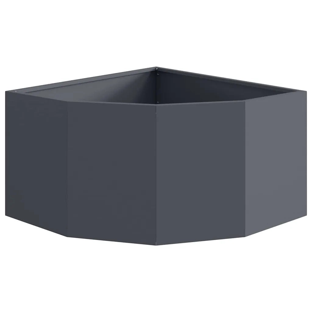 Vaso d'angolo-Fioriera-Contenitore per Piante Antracite 60 x 60 x 35 cm Acciaio