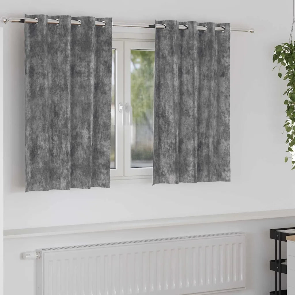 Tende in Velluto con tende 2 pz Grigio 140 x 140 cm Velluto