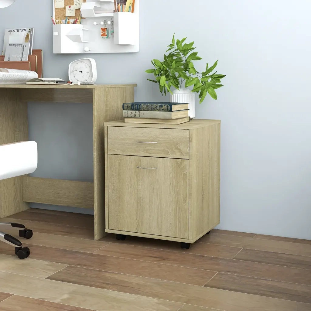 Armadietto con Ruote Rovere Sonoma 45x38x54cm Legno Multistrato 808443