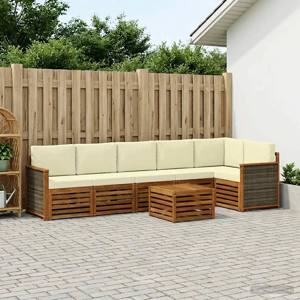 Set divano sezionale con cuscino 6 pcs Naturale e Crema 3384436