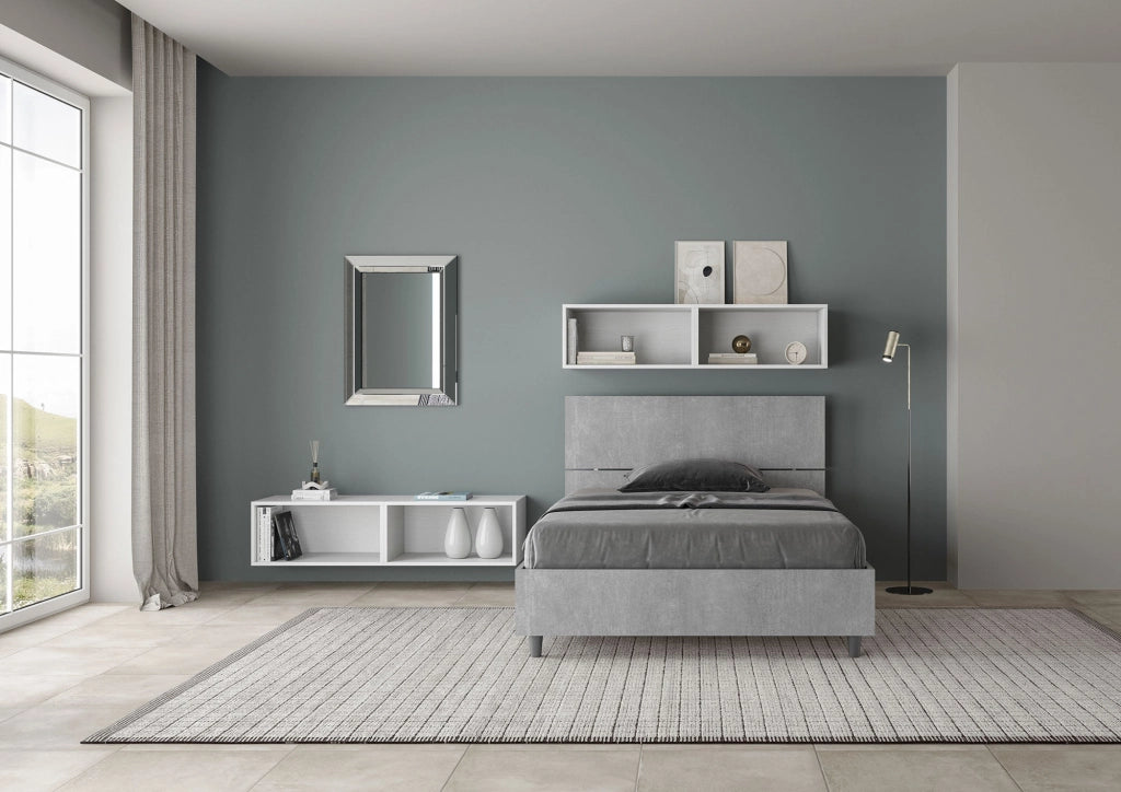 Letto una piazza e mezza contenitore 120x190 testata inclinata quercia Demas