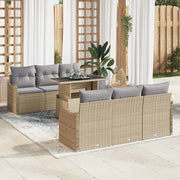 Set Divano da Giardino con cuscino 7 pcs Beige Poly Rattan 3348386