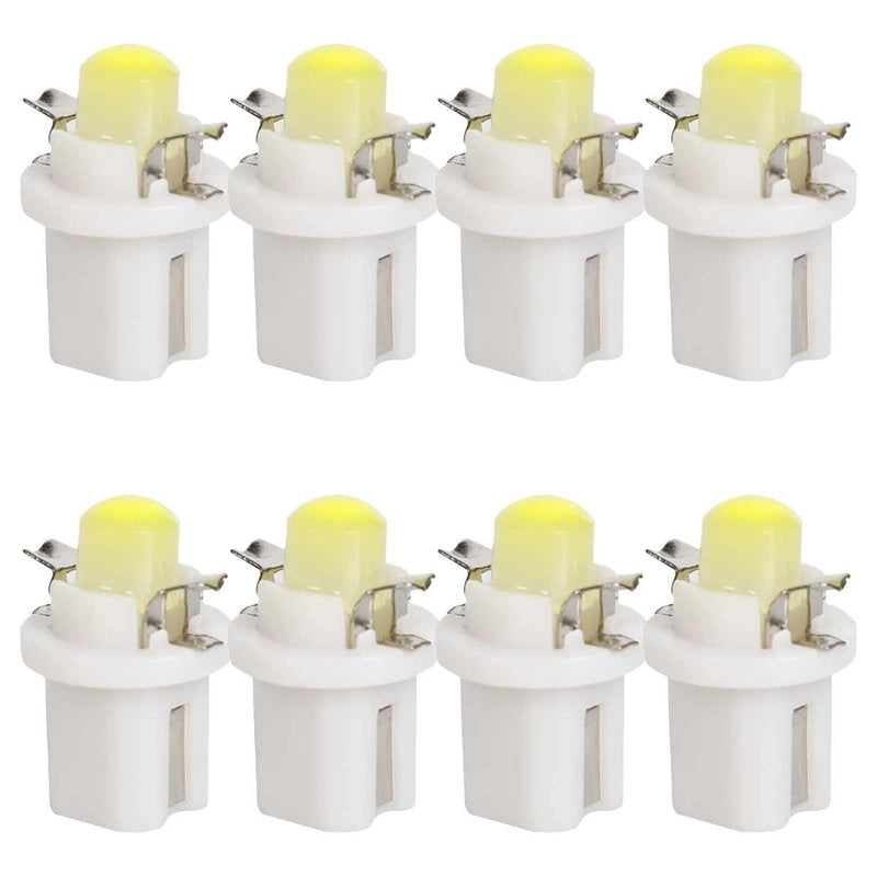 8 Pezzi Lampada Led T5 B8.5D 1 COB 12V 0.6W 40lm Bianco Freddo 6500K 18mm Luci Cruscotti e Strumentazioni B8,5D