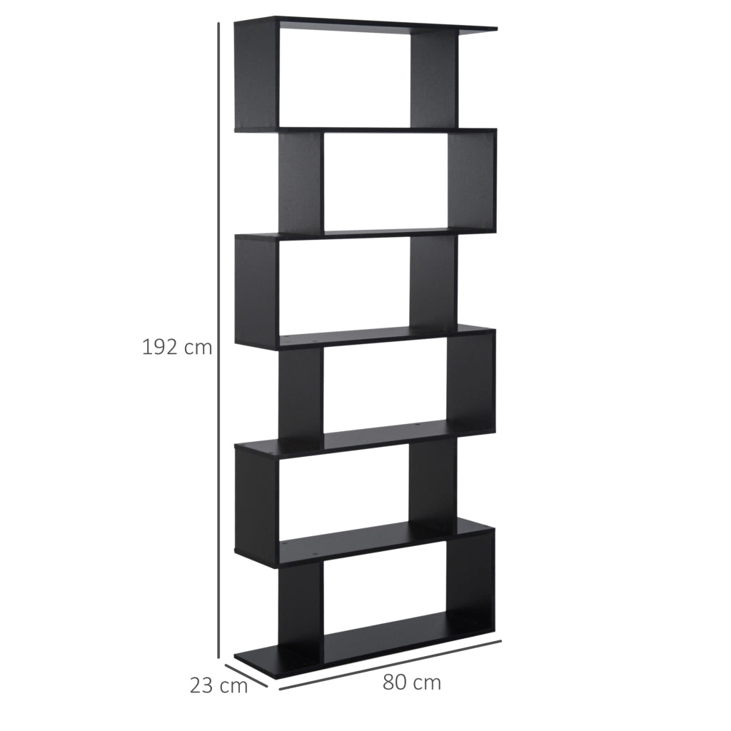 Libreria a Zig Zag Design Contemporaneo ¨C Zephmum ¨C 6 Ripiani 80x23x192 cm Nero