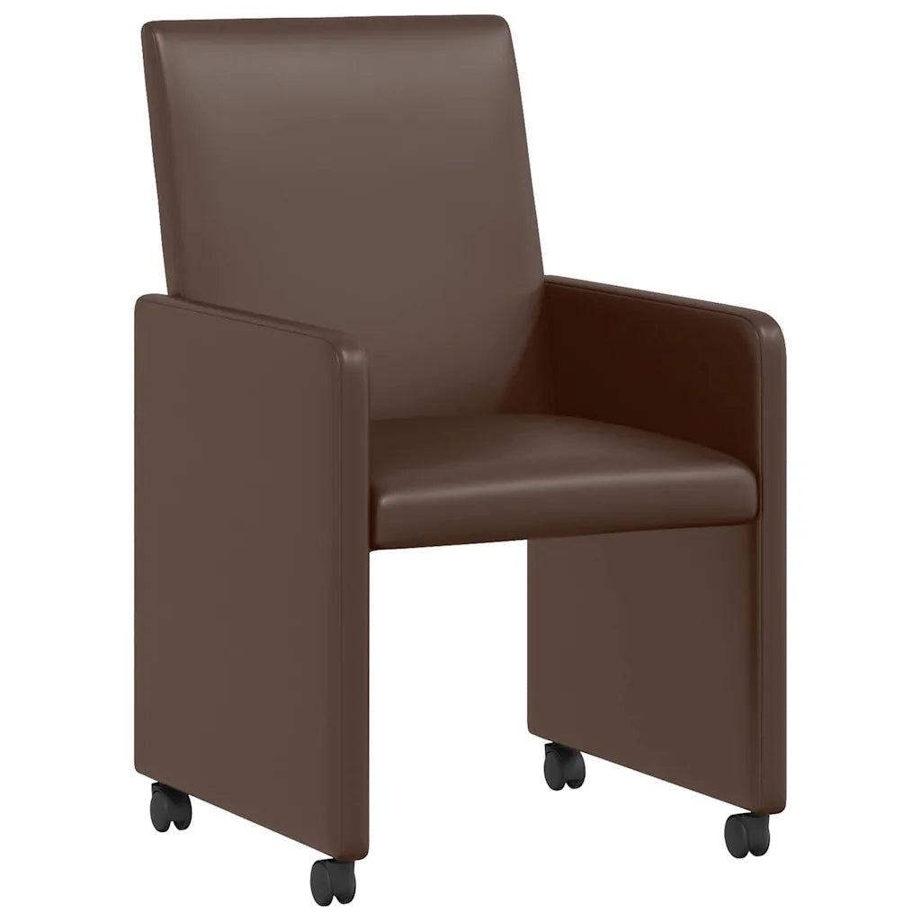 Sedie da Pranzo con Ruote 2 pcs Marrone 57 x 66 x 94 cm 42017818