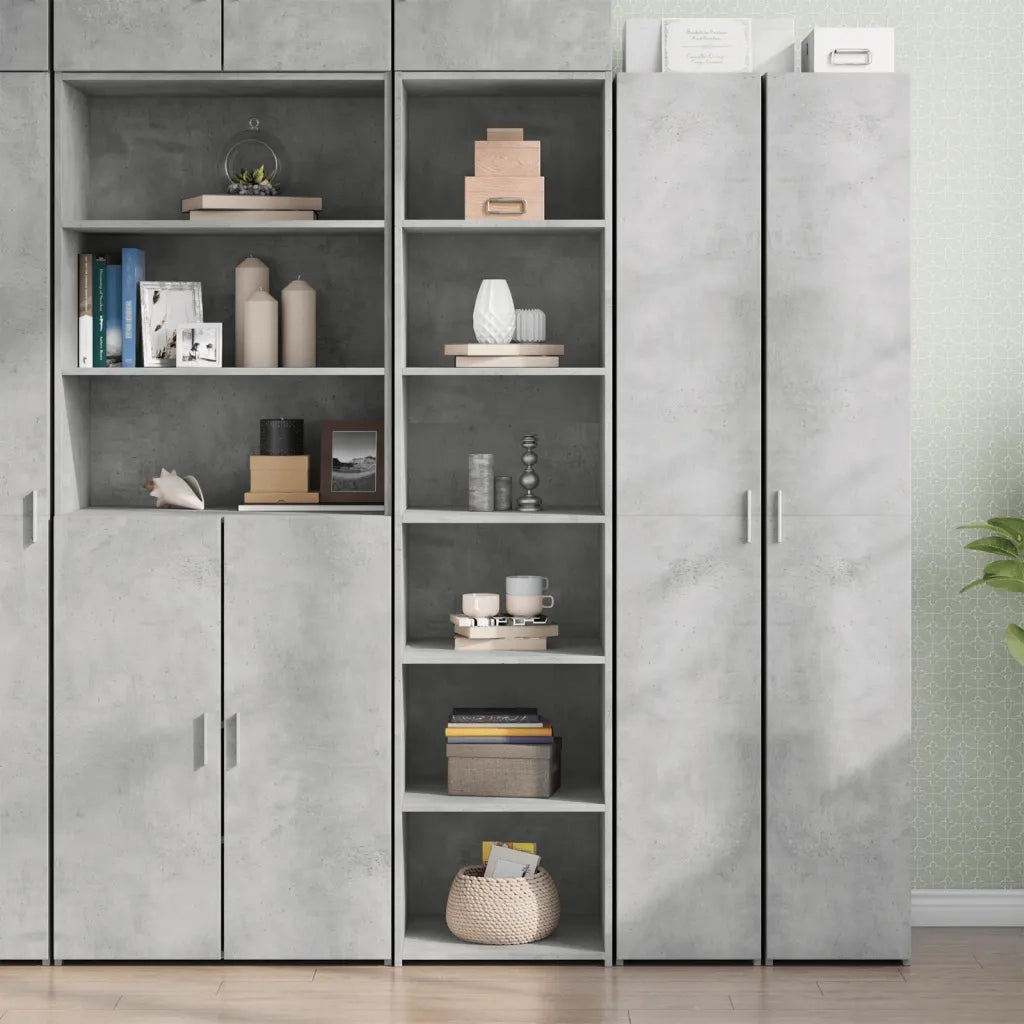 Credenza-Buffet-Armadio da cucina Grigio Cemento 45x41x185 cm in Legno Multistrato