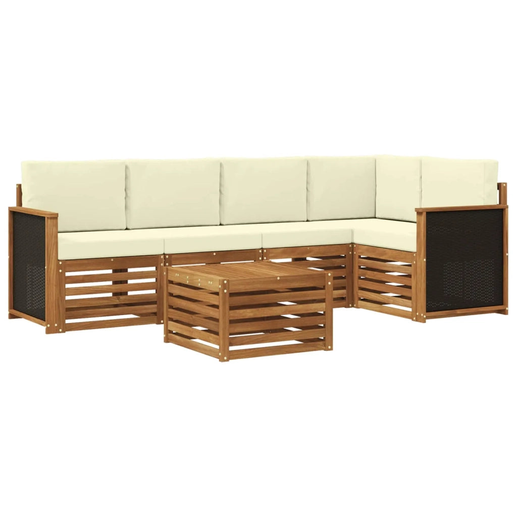 Set divano sezionale con cuscino 5 pcs Naturale e Crema