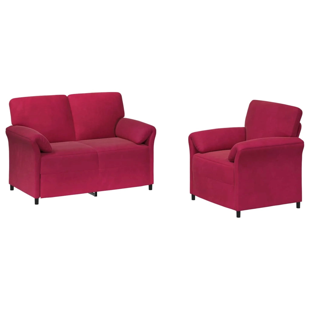 Set di divani 2 pz Rosso Vino Velluto 3424890