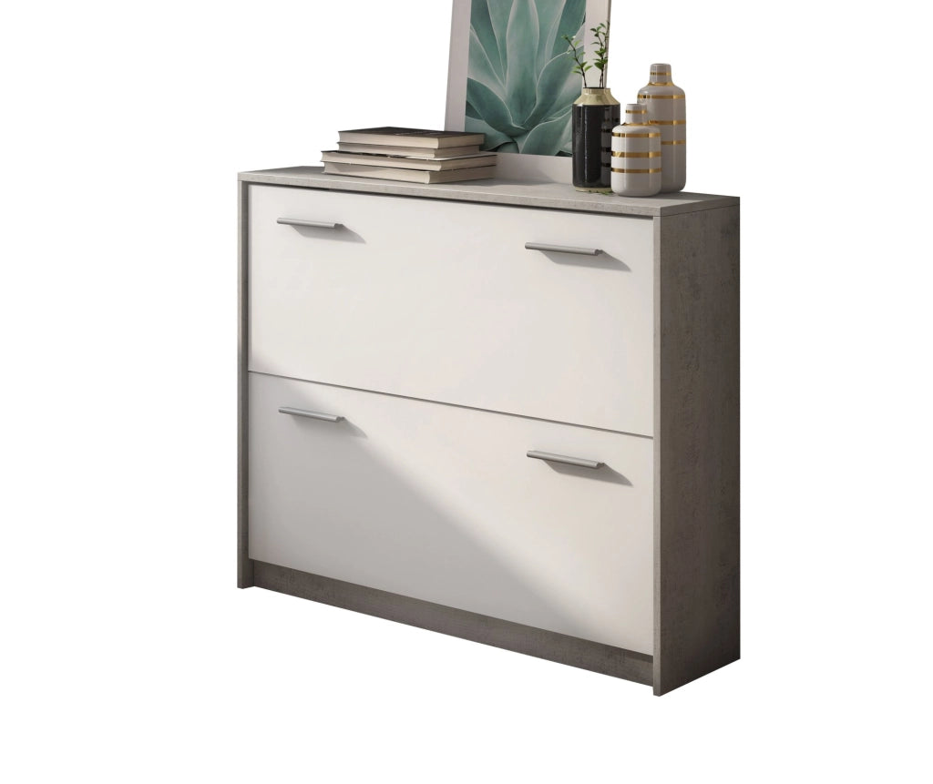 Mobile Portascarpe Nespolo, Scarpiera Paia, 98x24x80h cm Grigio Cemento