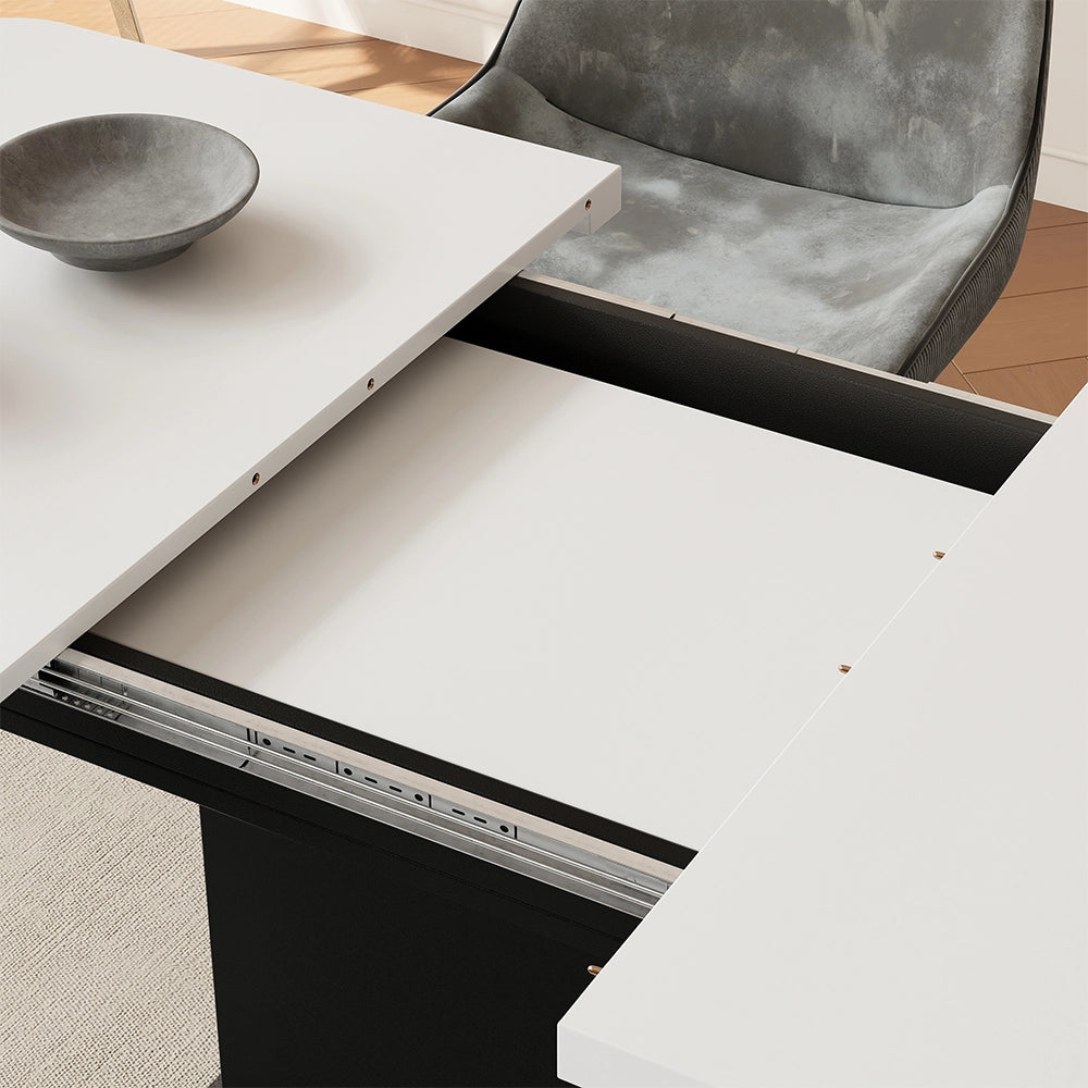 Vicco Tavolo da pranzo Estensibile Bianco/nero 120/160 x 80 cm con scomparti aperti