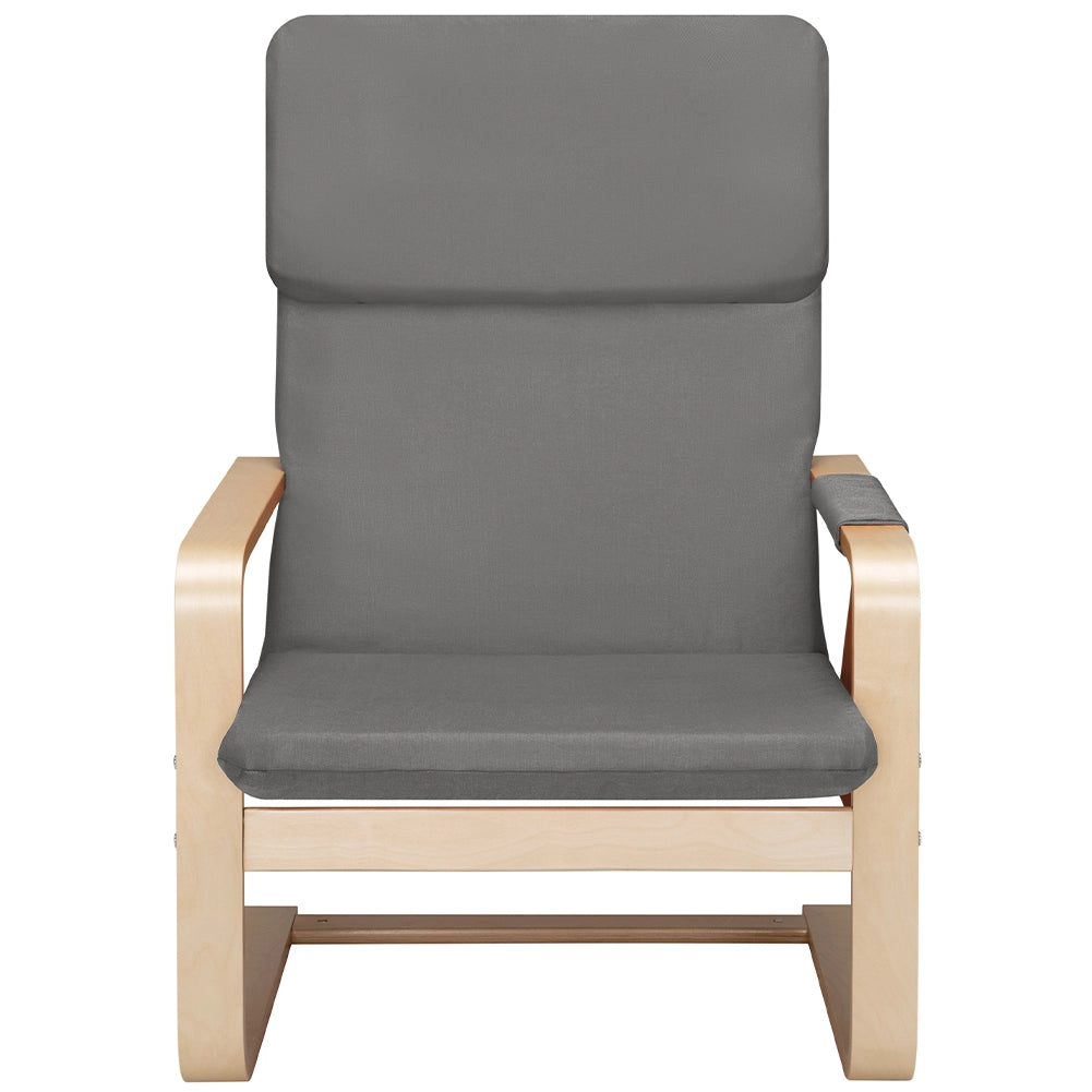 Sedia Poltrona Relax Ergonomica Rivestimento Cotone Grigio con Borsa 2 Scomparti