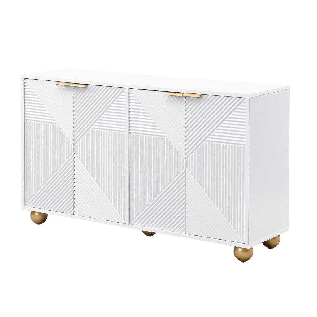 Credenza con quattro ante sagomate - Zephmum - Ripiani regolabili, maniglie metalliche, gambe sferiche