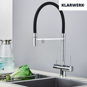 Lana | Rubinetto estensibile a 3 vie cromato lucido da cucina ad osmosi| per acqua potabile in acciaio inossidabile,  Filtra 3 connessioni