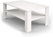 Tavolino da salotto, Bianco, 100 x 60 cm, con vano aperto per la conservazione di riviste