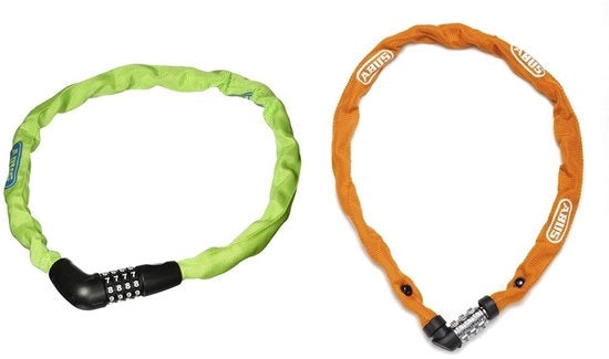 Blocco per bicicletta Uni, verde (limone), 75 cm & blocco catena 1200 Web – blocco con combinazione a 3 cifre