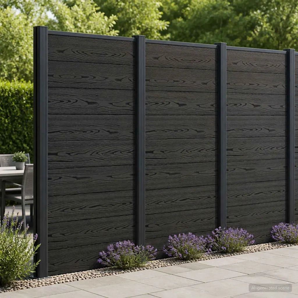 Pannello di Recinzione WPC e Alluminio Nero 42039078