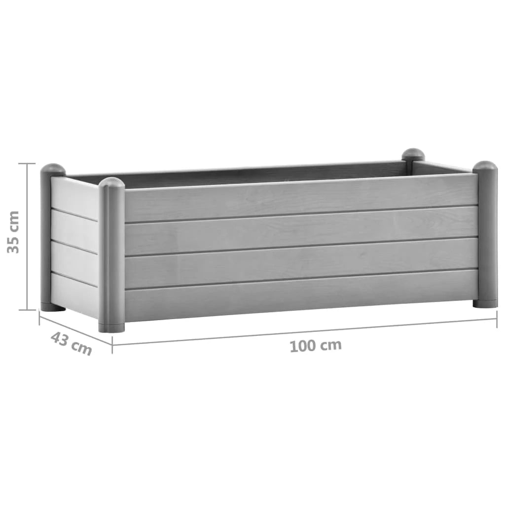 Fioriera rialzata per piante fiori patio giardino PP pietra 100 x 43 x 35 cm grigio 02_0039854