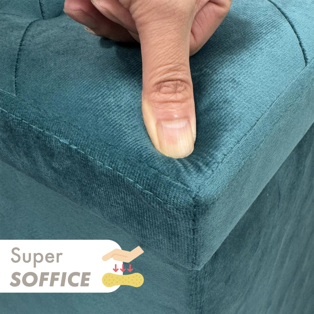 Pouf Contenitore In Velluto Quadrato Moderno Panca Cassapanca Soggiorno Panchina Per Ingresso Scarpiera Sgabello Panca Moderna  Petrolio