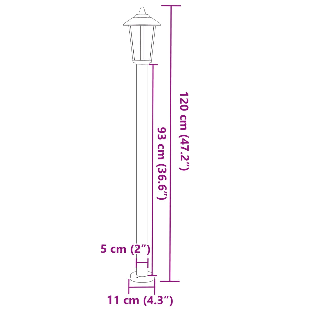 Lampada da Terra per Esterni Argento 120 cm in Acciaio Inox 4006383