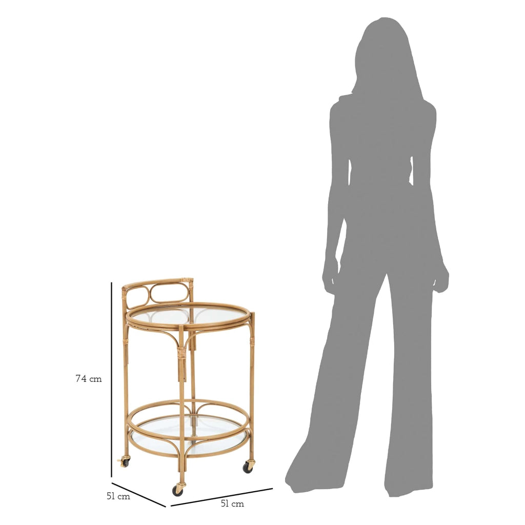 Dalosa, Carrello 2 Ripiani, 51x51x74h cm Marrone