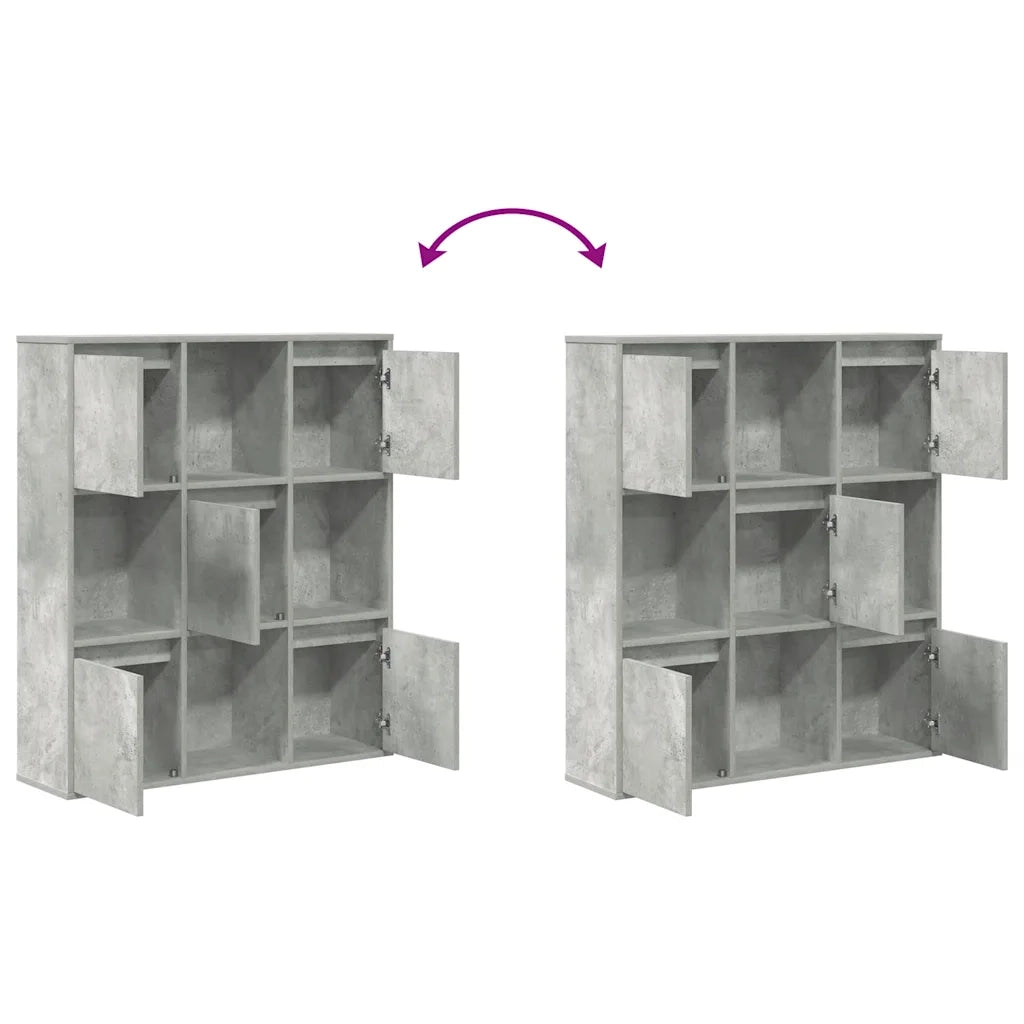 Libreria-Scaffale per Libri-Mobile di Stoccaggio Grigio Cemento 89x24x101,5 cm in Legno Multistrato