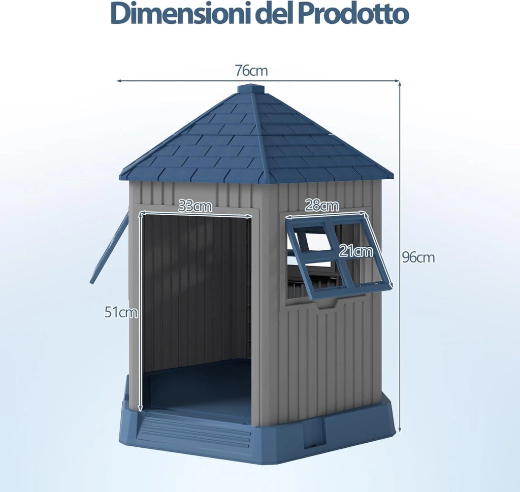 Cuccia per Cani da Interno ed Esterno, Casetta a Forma di Fienile con 2 Finestre e Lucernario, Tetto Inclinato e Grande Ingresso, Cuccia per Piccoli e Medi Cani