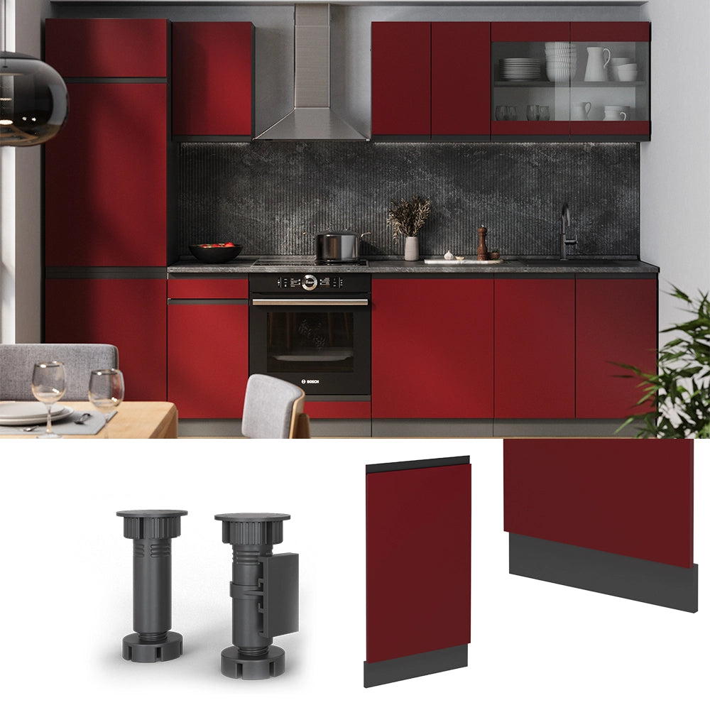 Vicco Pannello frontale della lavastoviglie Rosso 45 cm , PL Rovere