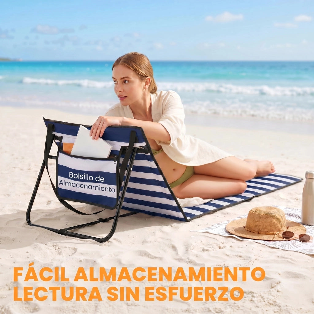 Set 2 Sdraio Pieghevoli da Spiaggia con Schienale Reclinabile ¨C Xylo ¨C 142x51x40 cm Bianco Blu
