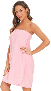 Camicia da Sauna in Bambacce per Donne con Cinturino con Bottone, Tasca e Cinturino Elastico Rosa