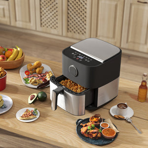 Friggitrice ad Aria Air Fryer 1700W da 6,8L con 8 Programmi di Cottura Nero